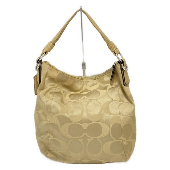 Auth COACH Kristin Signature Satin Hobo 14904 Beige Jacquard Leather - Handbag - Picture 2 of 9